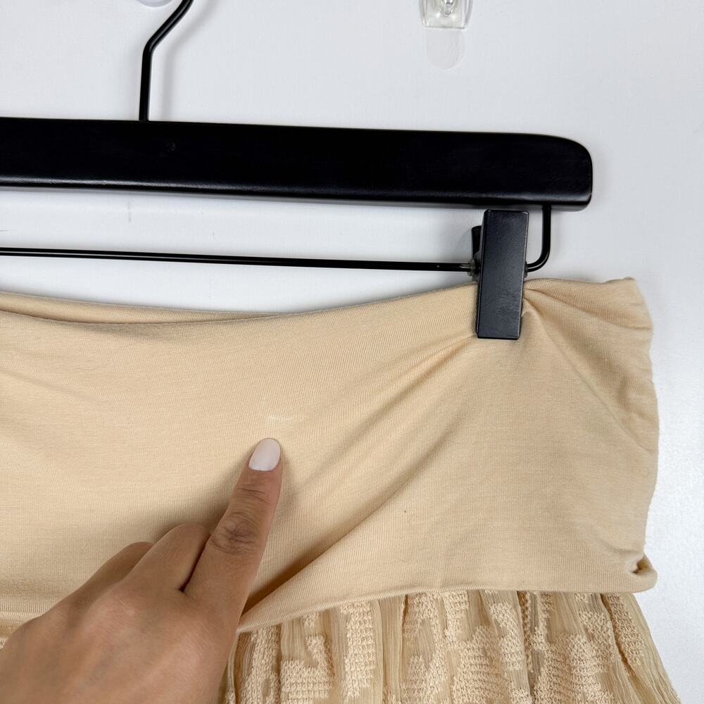 Sundance 100% Silk Lace Mini Boho Skirt Foldover Waistband Beige - L - Picture 3 of 9